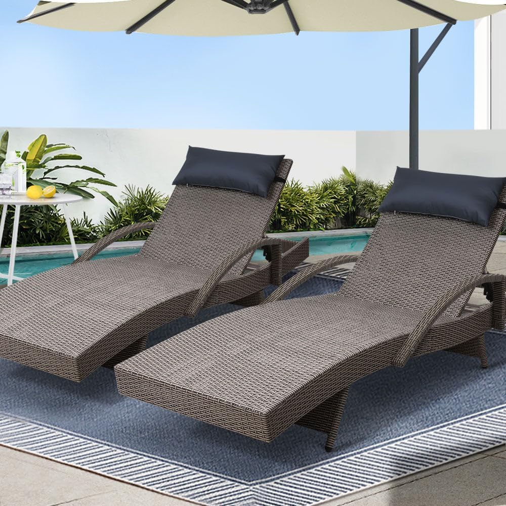 Rattan Lounge Set - con 4 cojines engrosados de posición