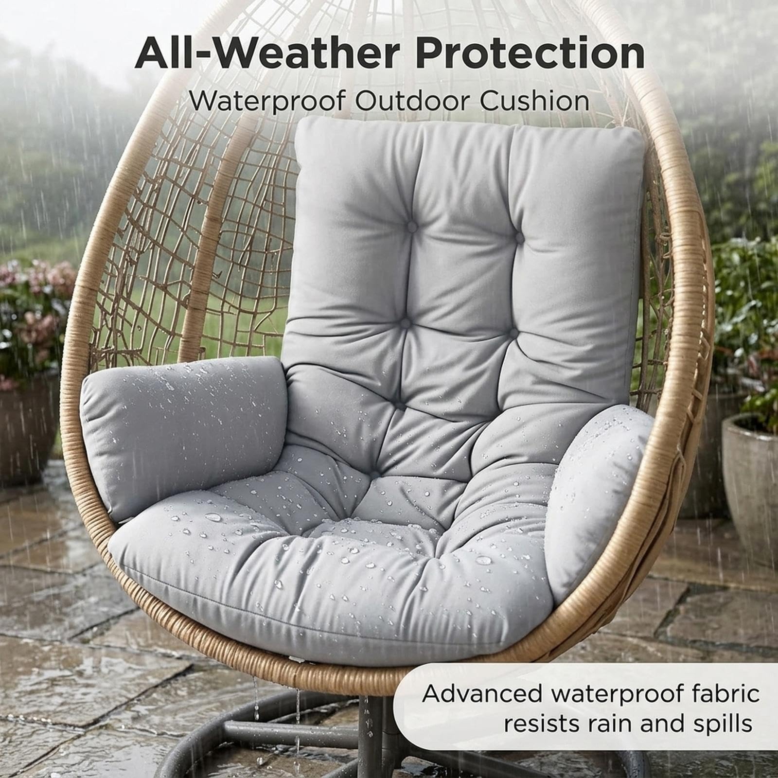 Outdoor Furniture Replacement Fabric - Cojín de Repuesto para Silla Colgante,