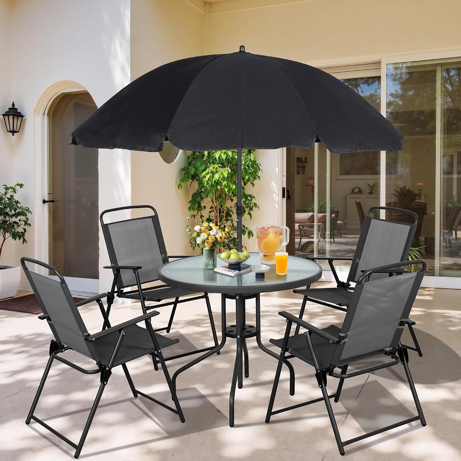 Outdoor Furniture Sunbrella - Conjunto de comedor de metal para