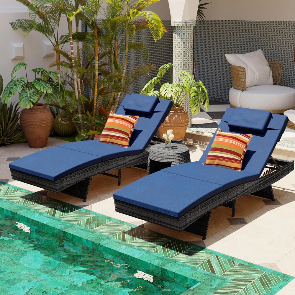 Rattan Lounge Set - Juego de 2 Sillones Reclinables, Sillones