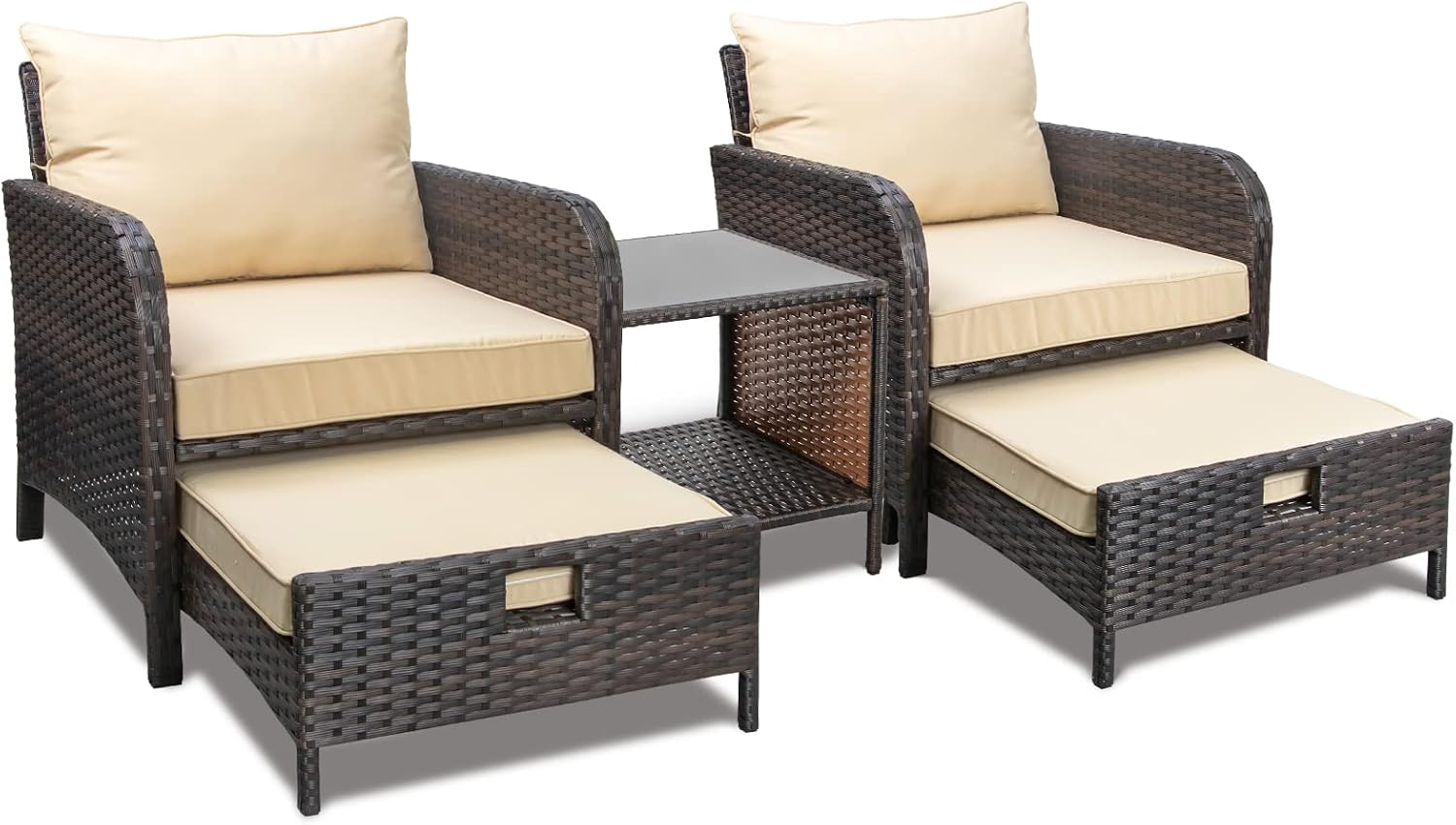 Juego de muebles de patio de 5 - Rattan Lounge Set reseña y precio