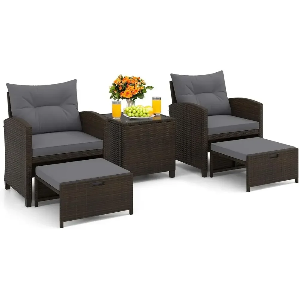 Conjunto de Muebles de Patio d - Rattan Lounge Set reseña y precio