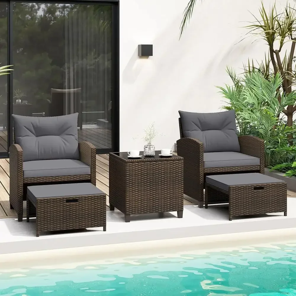 Conjunto de Muebles de Patio d - Rattan Lounge Set reseña y precio