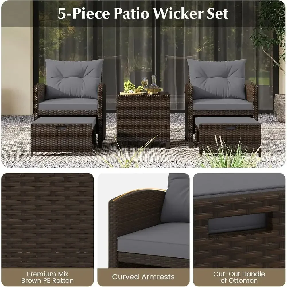 Conjunto de Muebles de Patio d - Rattan Lounge Set reseña y precio