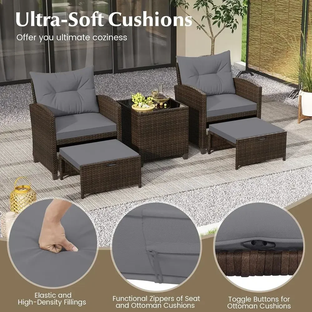 Conjunto de Muebles de Patio d - Rattan Lounge Set reseña y precio