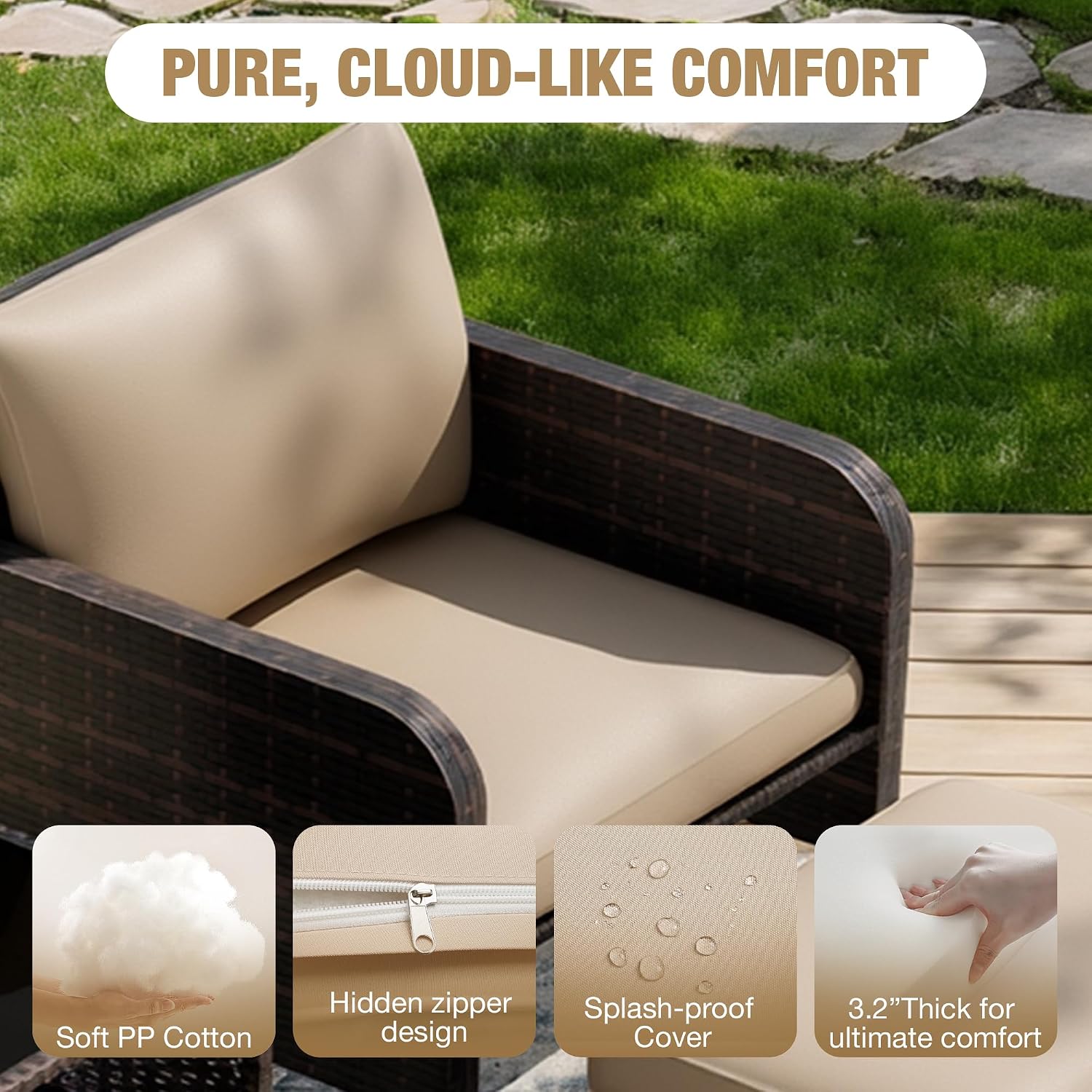 Conjunto de Muebles de Patio d - Rattan Lounge Set reseña y precio