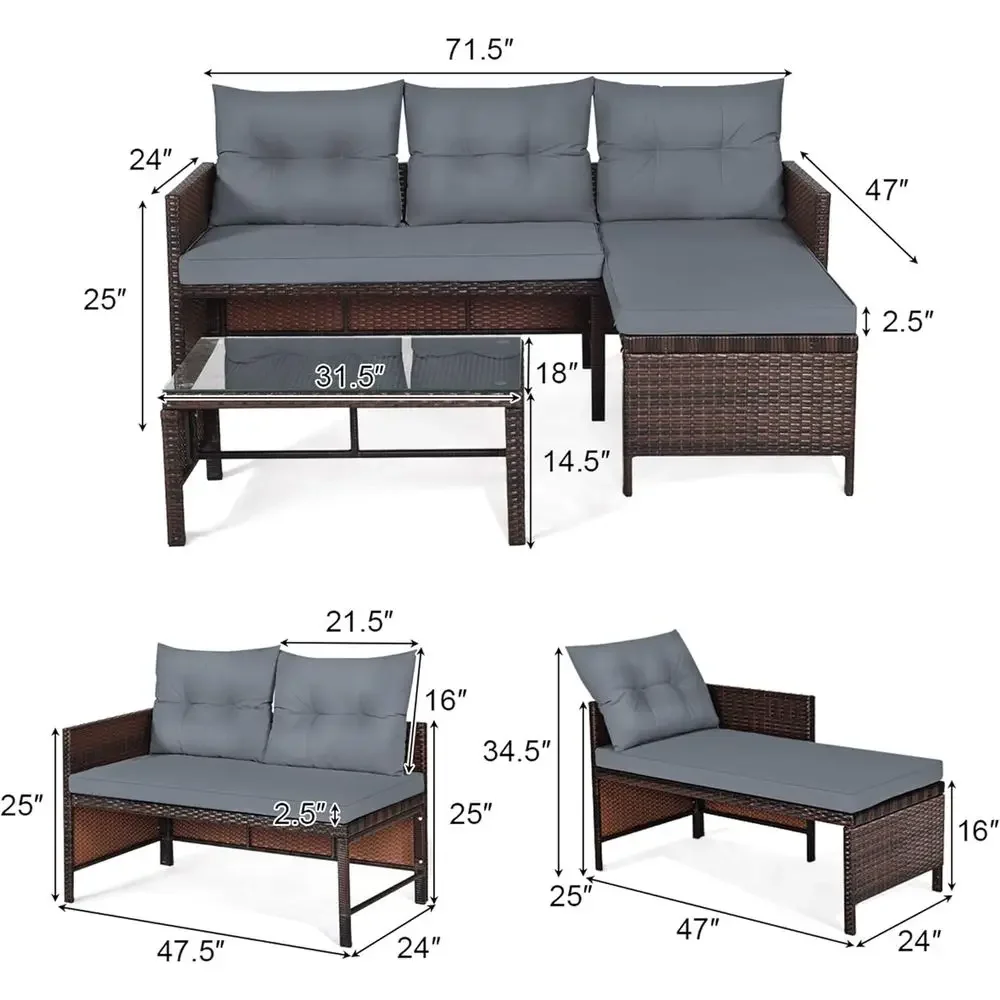 Conjunto de Muebles de Jardín  - Rattan Lounge Set reseña y precio