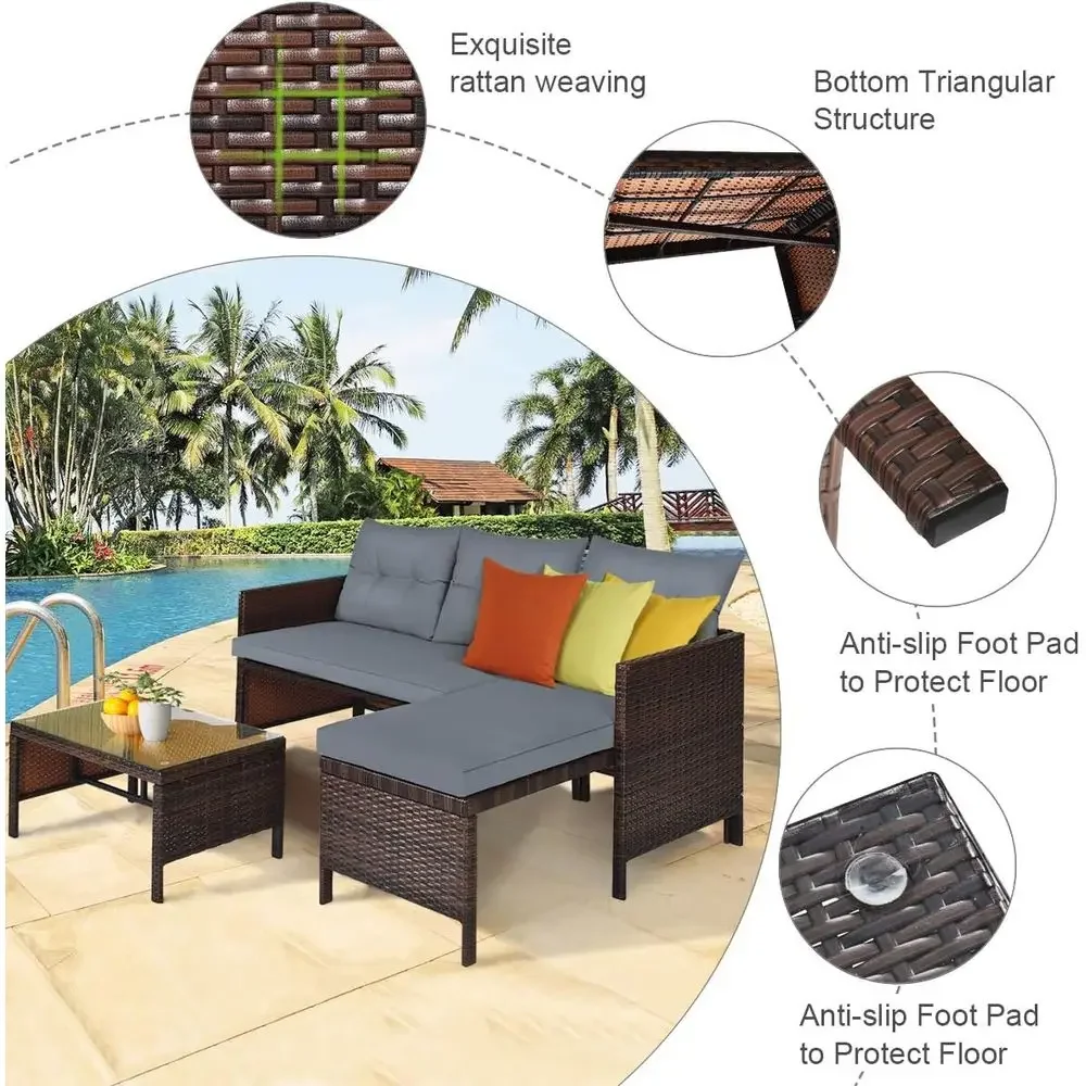 Conjunto de Muebles de Jardín  - Rattan Lounge Set reseña y precio