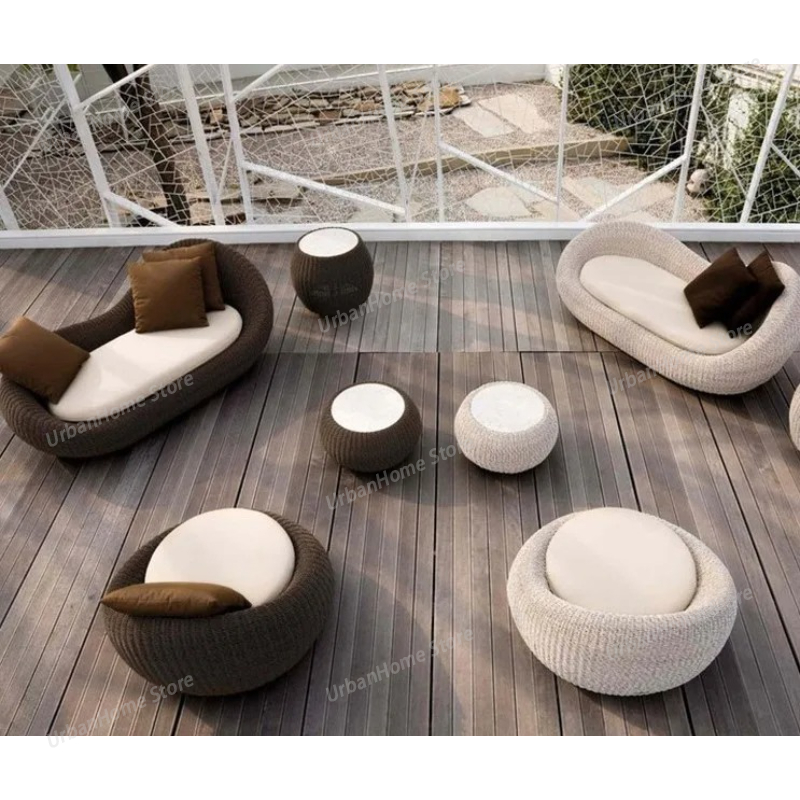 Muebles de patio modernos, jue - Rattan Lounge Set reseña y precio