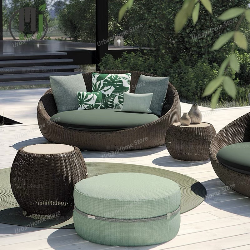 Muebles de patio modernos, jue - Rattan Lounge Set reseña y precio